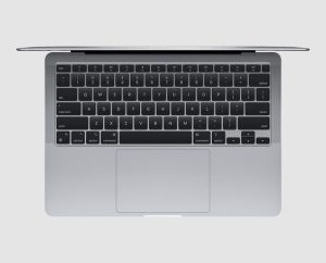 Apple MacBook Air 13 M1 2020 A2337 Space Gray refurbished laptop, top view of keyboard