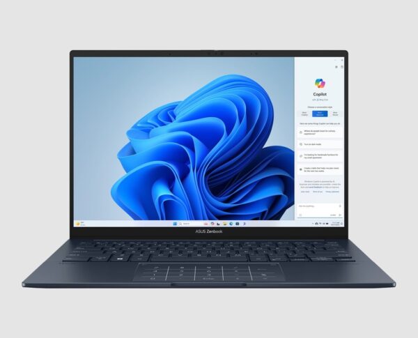Asus Zenbook 14 OLED UX3405MA Asus Zenbook 14 OLED UX3405MA Core Ultra 5 laptop, front view with 2.8K OLED touchscreen