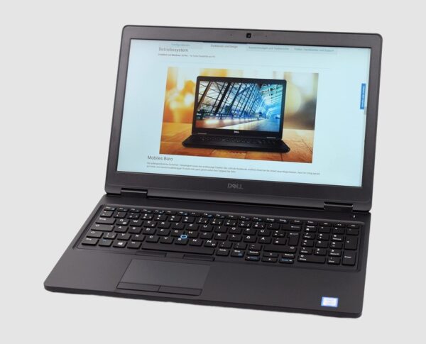 Dell Latitude 5590 i5 side view Dell Latitude 5590 i5 in black, three-quarter side view showing the keyboard and ports