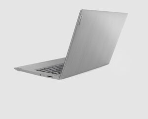 Lenovo IdeaPad 3 17IML05 i3 in Gray, three-quarter rear angle view