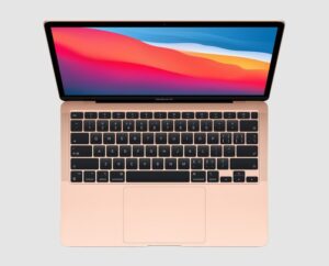 MacBook Air A2179 i3 in Gold, three-quarter side view