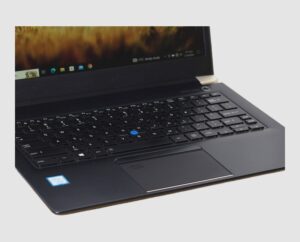 Toshiba Portege X30-D1354 i7 in Black, close-up keyboard angle view