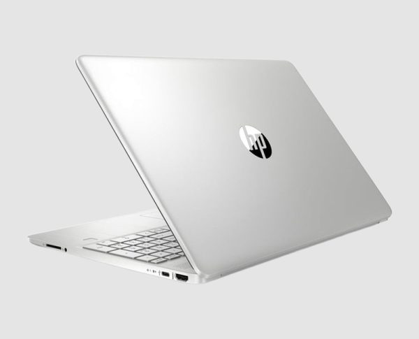 HP 15-dy2132wm lid HP 15-dy2132wm laptop, rear view showing the natural silver lid