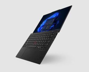 Lenovo ThinkPad X1 Carbon Gen 13 Aura Edition angled view with right side ports