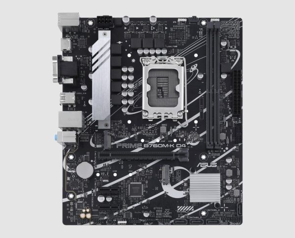ASUS Prime B760M-K D4 Motherboard (LGA 1700) front view ASUS Prime B760M-K D4 motherboard, front view