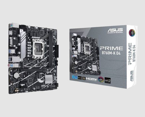 ASUS Prime B760M-K D4 Motherboard (LGA 1700) with box ASUS Prime B760M-K D4 motherboard, with box