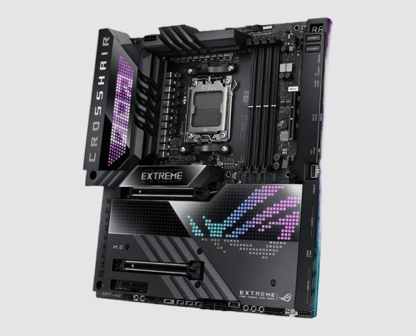 ASUS ROG Crosshair X670E Extreme Motherboard (AM5) top view ASUS ROG Crosshair X670E Extreme motherboard, top view