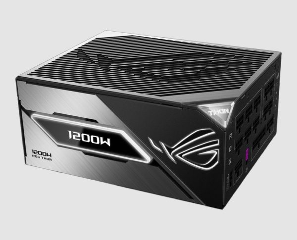 ASUS ROG Thor 1200W Platinum III Power Supply angle view ASUS ROG Thor 1200W Platinum III power supply, angle view