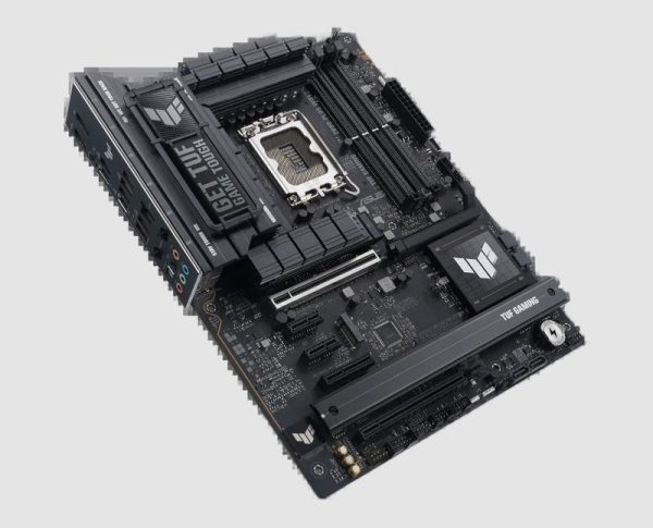ASUS TUF Gaming Z890-Plus WiFi Motherboard (LGA 1851) angle view ASUS TUF Gaming Z890-Plus WiFi motherboard, angle view