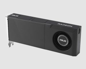 ASUS Turbo Radeon AI PRO R9700 32GB graphics card, angle view