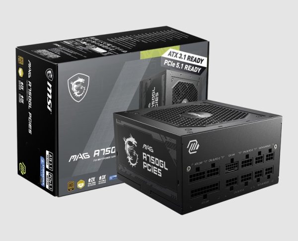 MSI MAG A750GL PCIE5 750W 80 Plus Gold Power Supply with box MSI MAG A750GL PCIE5 750W power supply, with box