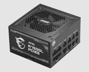 MSI MAG A750GL PCIE5 750W power supply, top view