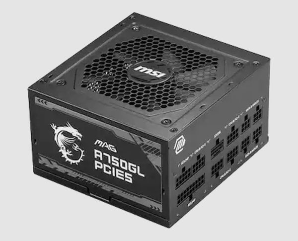 MSI MAG A750GL PCIE5 750W 80 Plus Gold Power Supply top view MSI MAG A750GL PCIE5 750W power supply, top view