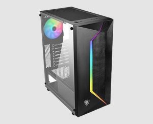 MSI MAG VAMPIRIC 100R Mid-Tower PC Case front angle MSI MAG VAMPIRIC 100R PC case, front angle