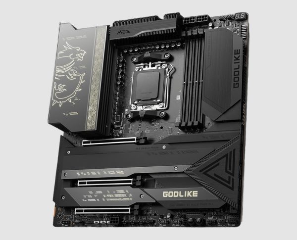 MSI MEG X670E GODLIKE AM5 motherboard, front view
