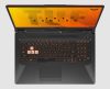 Asus TUF Gaming A17 keyboard from above Asus TUF Gaming A17 refurbished gaming laptop, backlit keyboard with numeric keypad from above